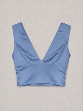 Blue V-Neck Crop Top